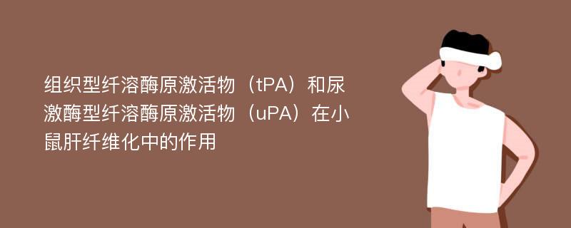 组织型纤溶酶原激活物（tPA）和尿激酶型纤溶酶原激活物（uPA）在小鼠肝纤维化中的作用