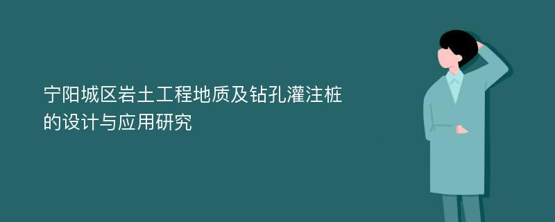 宁阳城区岩土工程地质及钻孔灌注桩的设计与应用研究