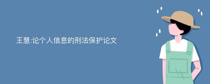 王慧:论个人信息的刑法保护论文