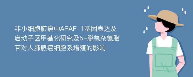 非小细胞肺癌中APAF-1基因表达及启动子区甲基化研究及5-脱氧杂氮胞苷对人肺腺癌细胞系增殖的影响