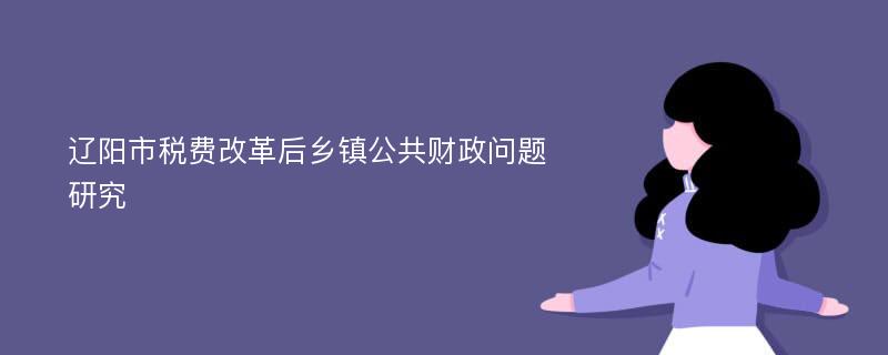辽阳市税费改革后乡镇公共财政问题研究