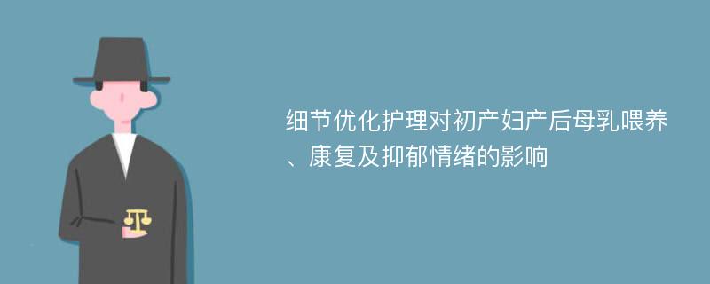 细节优化护理对初产妇产后母乳喂养、康复及抑郁情绪的影响