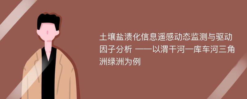 土壤盐渍化信息遥感动态监测与驱动因子分析 ——以渭干河—库车河三角洲绿洲为例