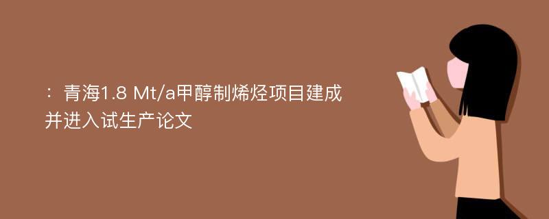 ：青海1.8 Mt/a甲醇制烯烃项目建成并进入试生产论文