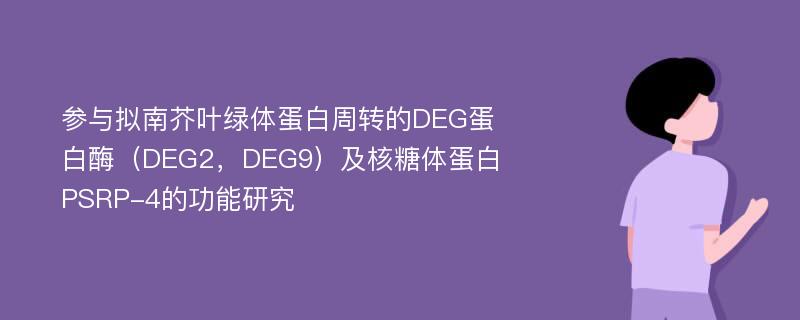 参与拟南芥叶绿体蛋白周转的DEG蛋白酶（DEG2，DEG9）及核糖体蛋白PSRP-4的功能研究