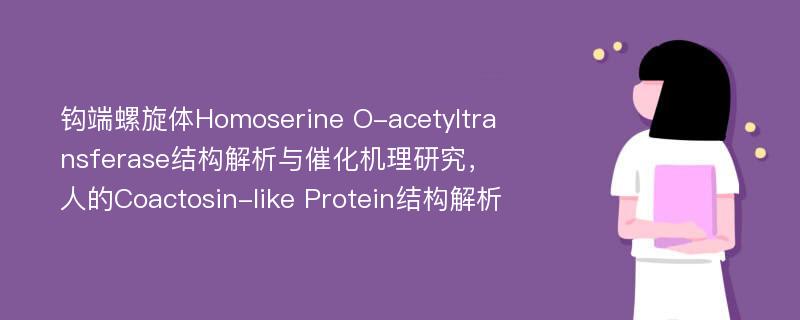 钩端螺旋体Homoserine O-acetyltransferase结构解析与催化机理研究，人的Coactosin-like Protein结构解析