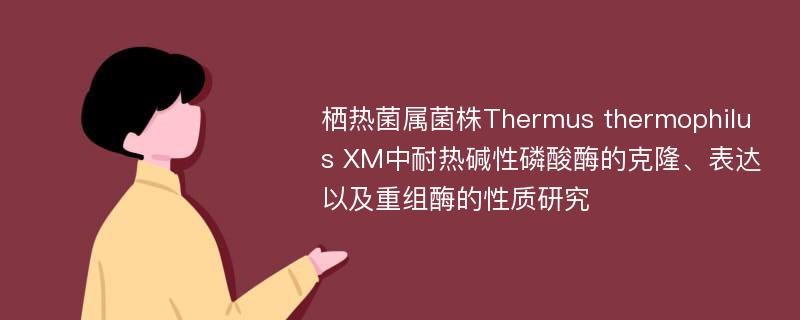 栖热菌属菌株Thermus thermophilus XM中耐热碱性磷酸酶的克隆、表达以及重组酶的性质研究