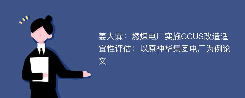 姜大霖：燃煤电厂实施CCUS改造适宜性评估：以原神华集团电厂为例论文