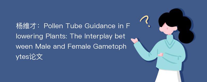 杨维才：Pollen Tube Guidance in Flowering Plants: The Interplay between Male and Female Gametophytes论文