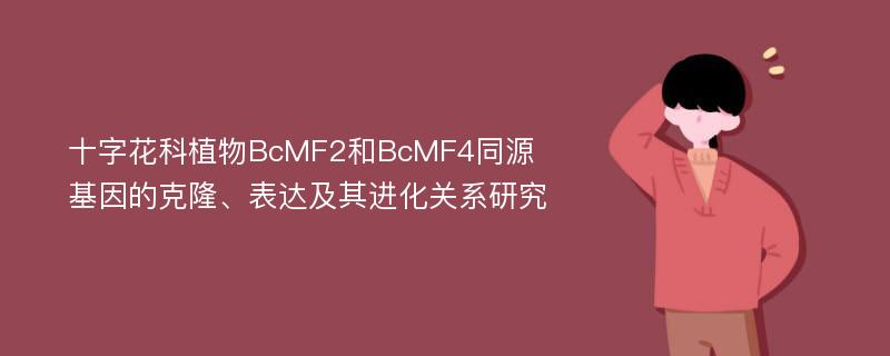 十字花科植物BcMF2和BcMF4同源基因的克隆、表达及其进化关系研究