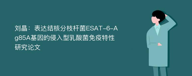 刘晶：表达结核分枝杆菌ESAT-6-Ag85A基因的侵入型乳酸菌免疫特性研究论文