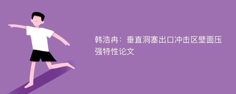 韩浩冉：垂直洞塞出口冲击区壁面压强特性论文