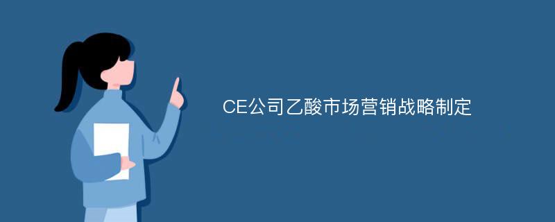 CE公司乙酸市场营销战略制定