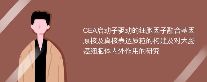 CEA启动子驱动的细胞因子融合基因原核及真核表达质粒的构建及对大肠癌细胞体内外作用的研究