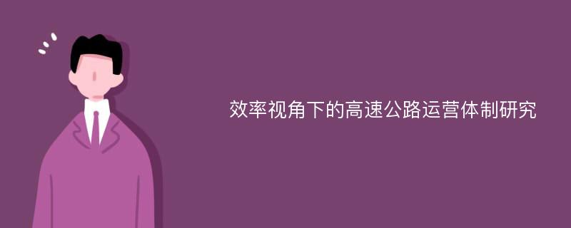 效率视角下的高速公路运营体制研究