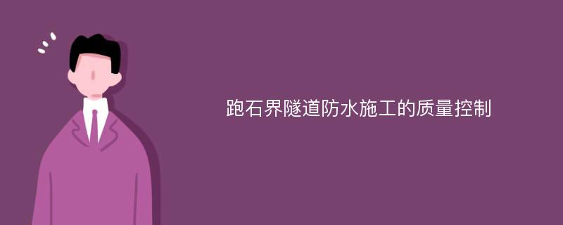 跑石界隧道防水施工的质量控制