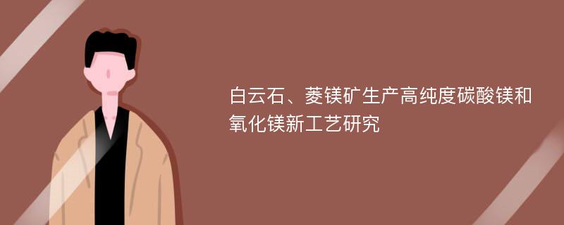 白云石、菱镁矿生产高纯度碳酸镁和氧化镁新工艺研究