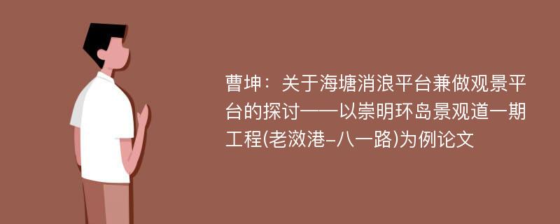 曹坤：关于海塘消浪平台兼做观景平台的探讨——以崇明环岛景观道一期工程(老滧港-八一路)为例论文