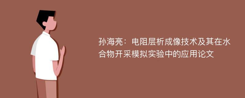 孙海亮：电阻层析成像技术及其在水合物开采模拟实验中的应用论文