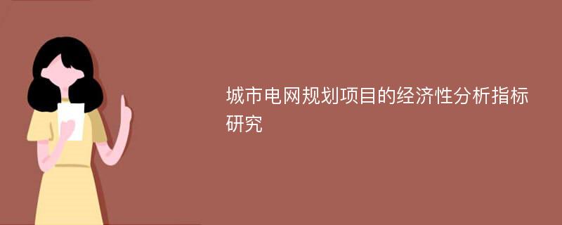 城市电网规划项目的经济性分析指标研究