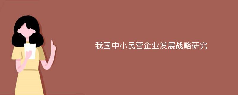 我国中小民营企业发展战略研究