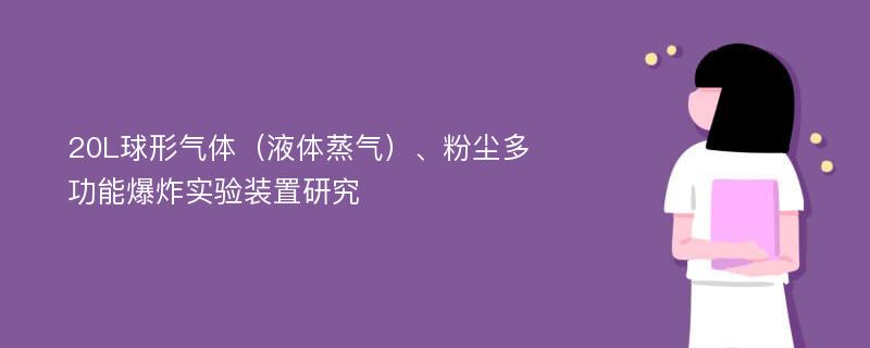 20L球形气体（液体蒸气）、粉尘多功能爆炸实验装置研究