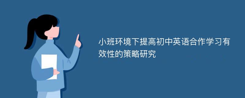 小班环境下提高初中英语合作学习有效性的策略研究