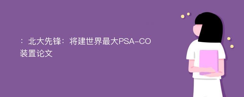 ：北大先锋：将建世界最大PSA-CO装置论文