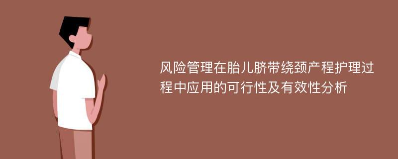 风险管理在胎儿脐带绕颈产程护理过程中应用的可行性及有效性分析