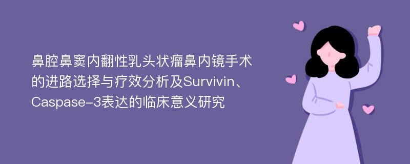 鼻腔鼻窦内翻性乳头状瘤鼻内镜手术的进路选择与疗效分析及Survivin、Caspase-3表达的临床意义研究