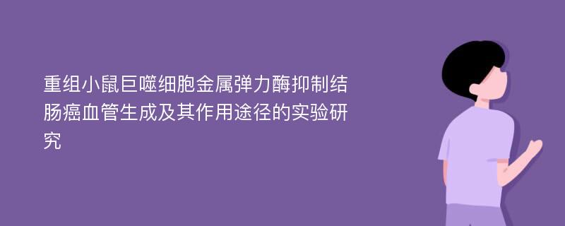 重组小鼠巨噬细胞金属弹力酶抑制结肠癌血管生成及其作用途径的实验研究