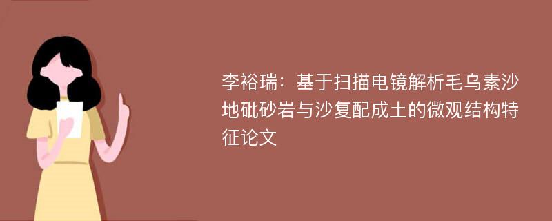 李裕瑞：基于扫描电镜解析毛乌素沙地砒砂岩与沙复配成土的微观结构特征论文