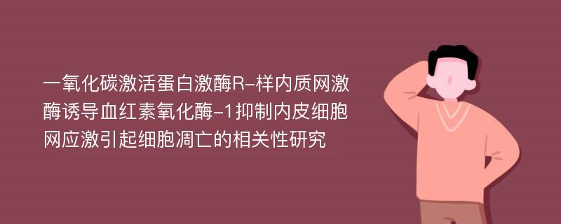 一氧化碳激活蛋白激酶R-样内质网激酶诱导血红素氧化酶-1抑制内皮细胞网应激引起细胞凋亡的相关性研究