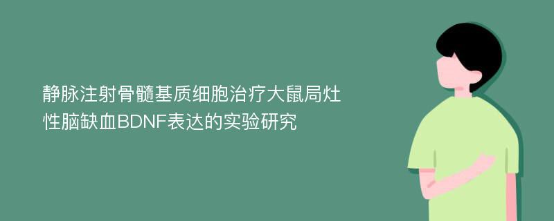 静脉注射骨髓基质细胞治疗大鼠局灶性脑缺血BDNF表达的实验研究