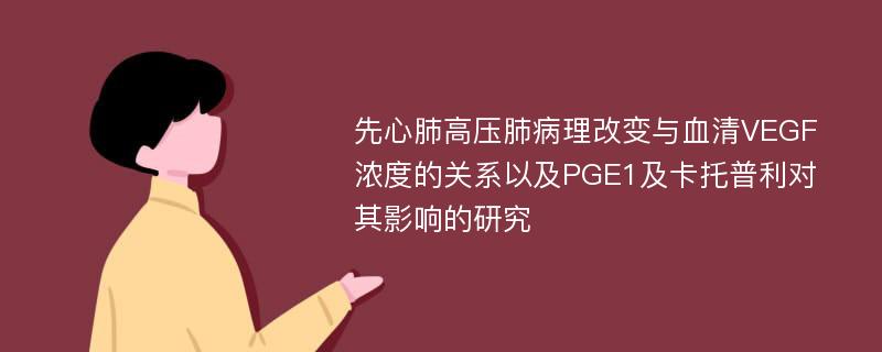 先心肺高压肺病理改变与血清VEGF浓度的关系以及PGE1及卡托普利对其影响的研究