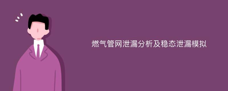 燃气管网泄漏分析及稳态泄漏模拟