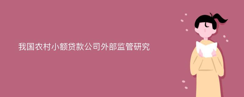 我国农村小额贷款公司外部监管研究