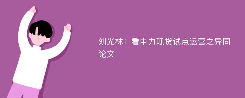 刘光林：看电力现货试点运营之异同论文