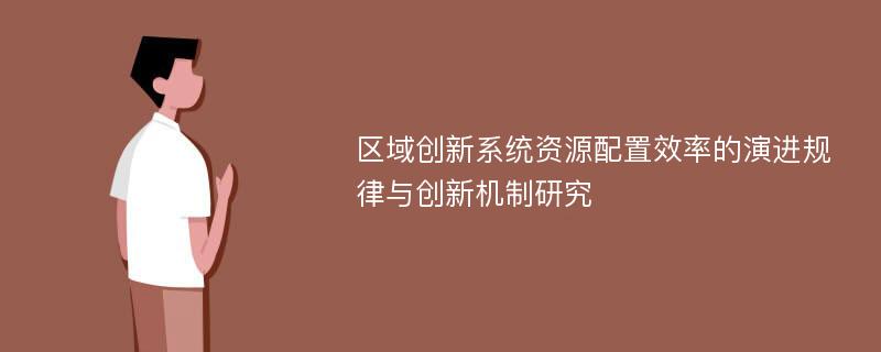 区域创新系统资源配置效率的演进规律与创新机制研究