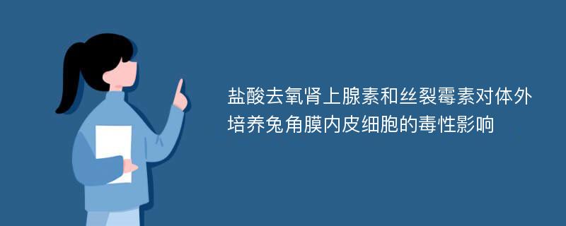 盐酸去氧肾上腺素和丝裂霉素对体外培养兔角膜内皮细胞的毒性影响