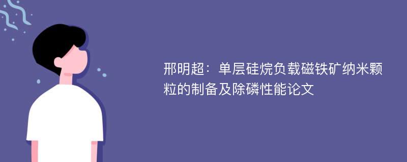 邢明超：单层硅烷负载磁铁矿纳米颗粒的制备及除磷性能论文