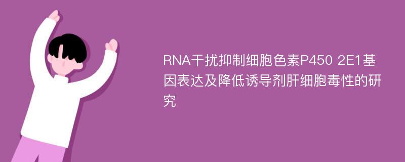 RNA干扰抑制细胞色素P450 2E1基因表达及降低诱导剂肝细胞毒性的研究