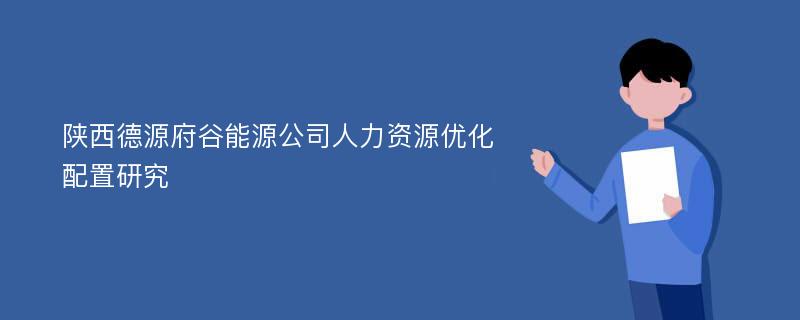 陕西德源府谷能源公司人力资源优化配置研究