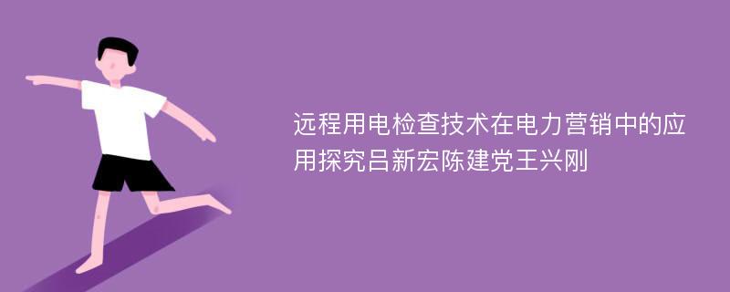 远程用电检查技术在电力营销中的应用探究吕新宏陈建党王兴刚