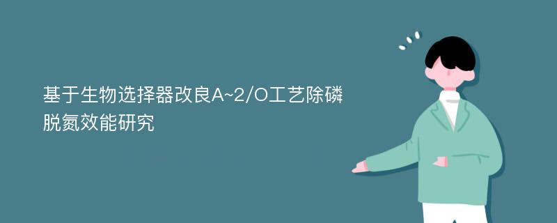 基于生物选择器改良A~2/O工艺除磷脱氮效能研究