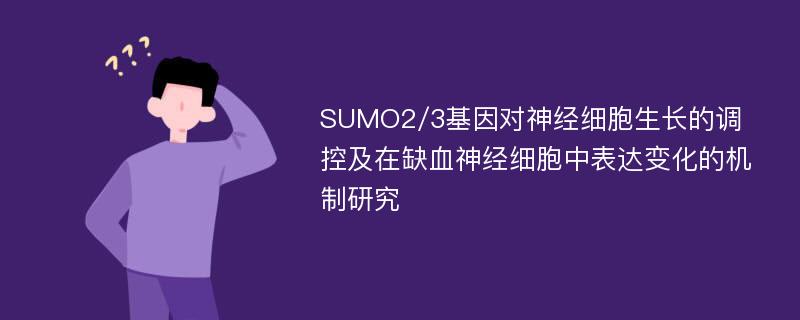 SUMO2/3基因对神经细胞生长的调控及在缺血神经细胞中表达变化的机制研究