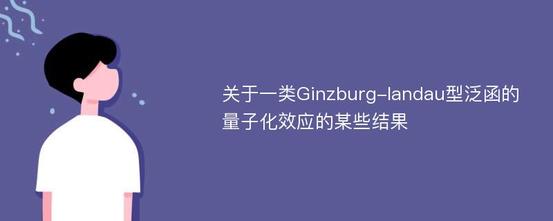 关于一类Ginzburg-landau型泛函的量子化效应的某些结果