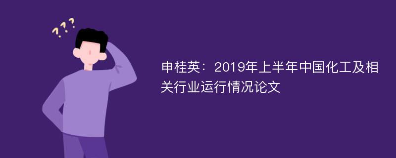 申桂英：2019年上半年中国化工及相关行业运行情况论文