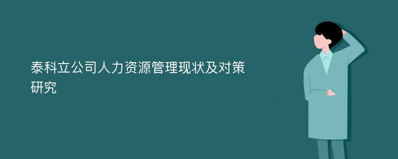 泰科立公司人力资源管理现状及对策研究