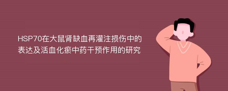 HSP70在大鼠肾缺血再灌注损伤中的表达及活血化瘀中药干预作用的研究